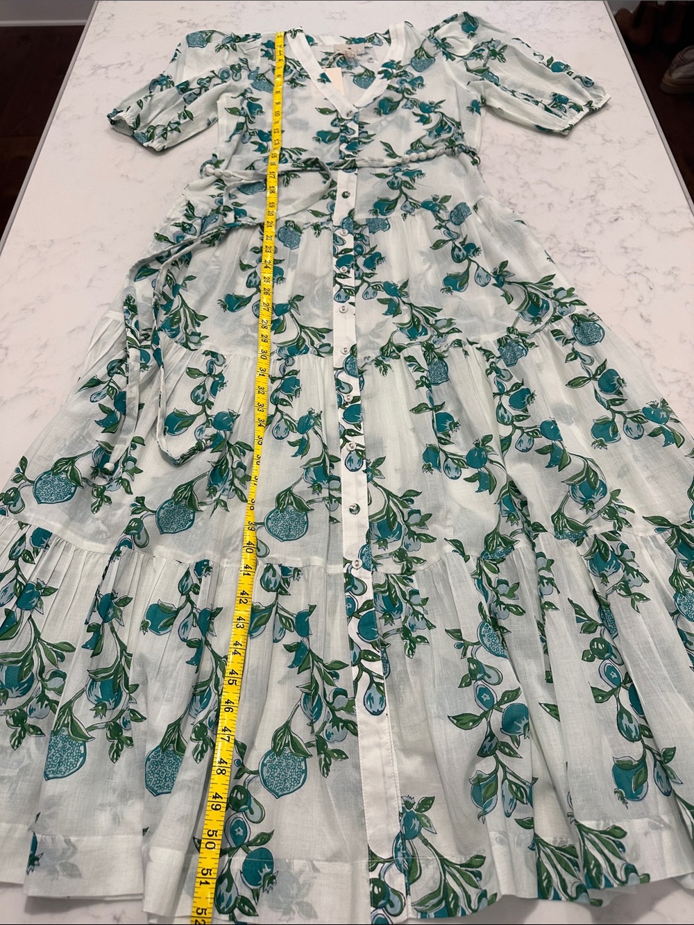 Hannah Cotton Voile Green Floral Maxi Dress - Picture 13 of 13